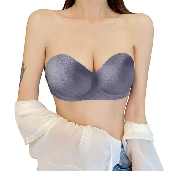 Uooqdmx Bras for Women Strapless Bra Top Wrap Chest Strapless Chest Pad Massage No Bra Bralettes for Women Gray One Size
