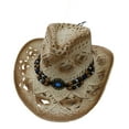 thumbnail image 1 of Uooqdmx Cowboy Hat, Straw Cowboy Hat, Western Cowboy Hat, Casual Summer Cowboy Outdoors Beach Jazz Caps, Cowboy Hat with String, Beige One Size, 1 of 5