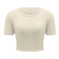 thumbnail image 1 of Uooqdmx Crop Tops for Women, Short Sleeve Shirts for Women, Women Plain Tshirt, Going Out Crop Tops Crew Neck Casual Basic Tight Tees Shirt, Fitted Shirts for Women, Beige L, 1 of 5