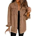 thumbnail image 1 of Uooqdmx Denim Jacket Jeans Jacket for Women Plus Size Denim Jacket Washed Denim Shirt Jacket Fashion Casual Hem Jacket Going Out Tops for Women Brown S, 1 of 4