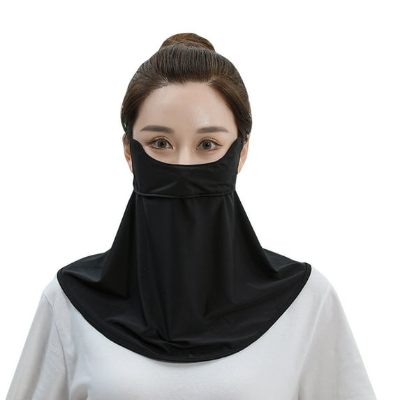 Uooqdmx Face Cover for Sun Protection, Face Mask for Sun Protection, Sun Protection Mask, Summer Driving Neck Guard Breathable Ice Silk Mask, Sun Mask, Black One Size
