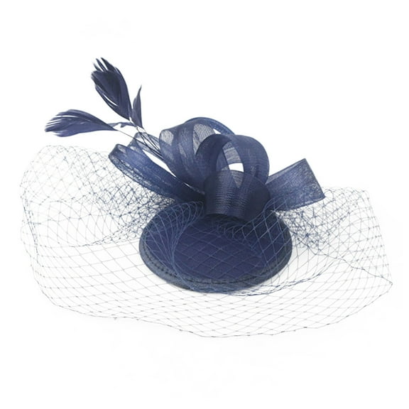 Uooqdmx Fascinators Hats for Women, Fascinators Hats for Women Tea Party, Feather Headpiece, Flower Feather Mesh Tea Hairband, Fancy Hats for Women Tea Party, Navy One Size