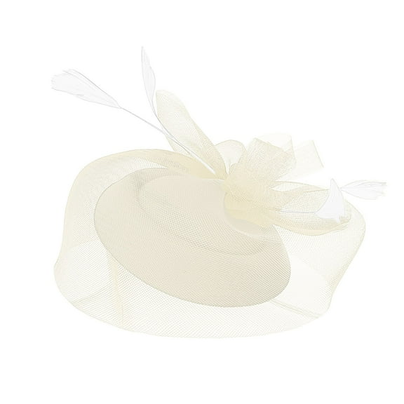Uooqdmx Fascinators Hats for Women, Tea Party Hats for Women, Feather Headpiece, Mesh Feathers Hair Clip for Wedding and Church, Tea Party Accessories for Women, Beige One Size