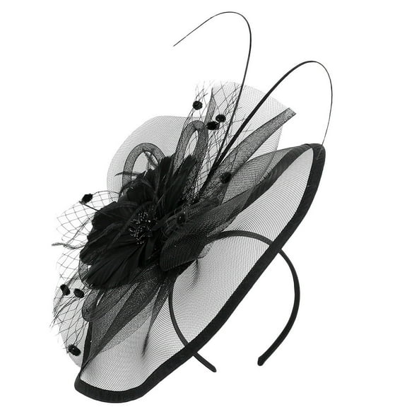Uooqdmx Fascinators Hats for Women, Tea Party Hats for Women, Hat with Veil for Women, Hat Clip Hair Fascinators Hairpin Wedding Girl Tea Headband, Vintage Hats for Women, Black One Size