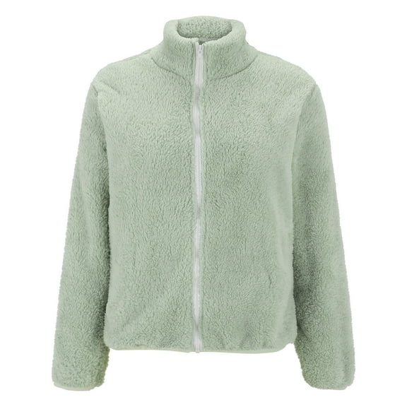 Uooqdmx Fleece Jacket Women, Sherpa Jacket Women, Zip Up Jackets for Women, Fuzzy Winter Warm Zip Up Soft Outerwear, Teddy Jacket Women, Green XXL