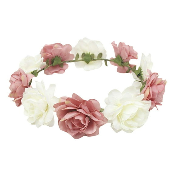 Uooqdmx Flower Crown, Flower Headband, Flower Girl Hair Accessory, Women Hair Accessories Ladies Girls Headwear, Floral Headpiece, Pink One Size