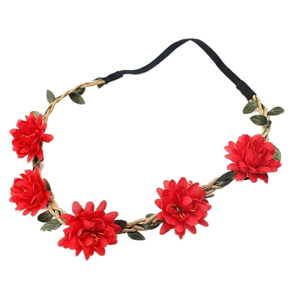 Uooqdmx Flower Crowns for Women, Flower Headband, Flower Girl Hair Accessory, Women Hair Accessories Ladies Girls Headwear, Floral Headpiece, Red One Size
