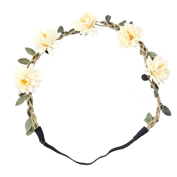 Uooqdmx Flower Crowns for Women, Flower Headband, Flower Girl Hair Accessory, Women Hair Accessories Ladies Girls Headwear, Floral Headpiece, White One Size