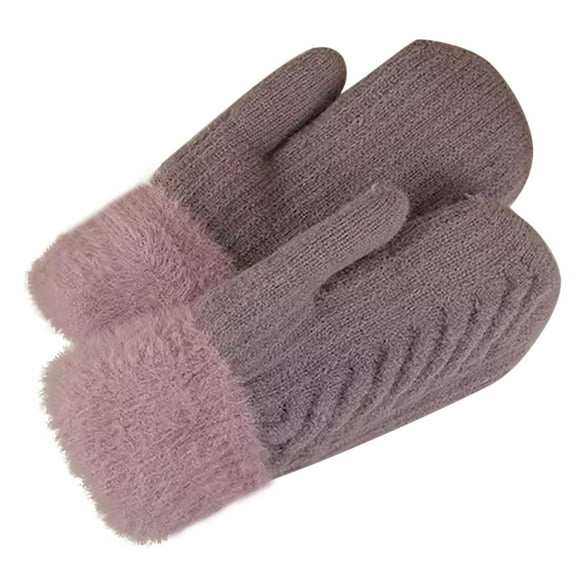 Uooqdmx Gloves for Cold Weather Winter Gloves Women Men Cold Weather Gloves Winter Gloves Mittens Thick Thermal Plush Mittens Womens Warm Fingerless Gloves Warm Gloves Purple One Size