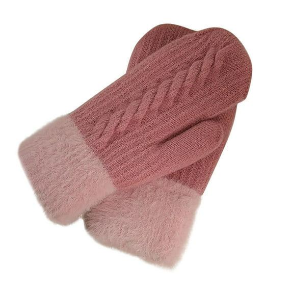 Uooqdmx Gloves for Cold Weather Winter Gloves Women Men Cold Weather Gloves Winter Gloves Mittens Thick Thermal Plush Mittens Womens Warm Fingerless Gloves Warm Gloves Pink One Size