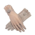 thumbnail image 1 of Uooqdmx Gloves for Women Lace Gloves Women Solid Color Lace Pattern Thin Ice Silk Antiskid Breathable Short Sunscreen Gloves Mittens Gray One Size, 1 of 3