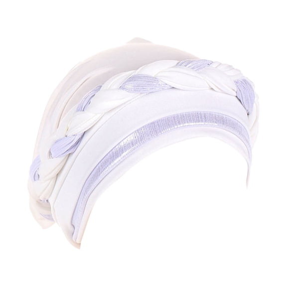 Uooqdmx Head Wraps for Women, Turbans for Women, Pre Tied Head Scarf for Women, Women Braid Hat Muslim Ruffle Cancer Turban Wrap Cap, Beanie, White One Size