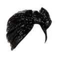thumbnail image 1 of Uooqdmx Head Wraps for Women, Turbans for Women, Pre Tied Head Scarf for Women, Women Muslim Turban Hatbow Sequins Hair Bonnet Head Wrap Cover, Beanie, Black One Size, 1 of 2