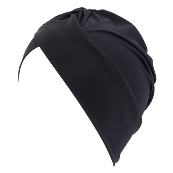 Uooqdmx Head Wraps for Women, Turbans for Women, Pre Tied Head Scarf for Women, Women Muslim Turban Solid Hair Bonnet Head Scarf Wrap Cover, Chemo Headwear for Women, Black One Size