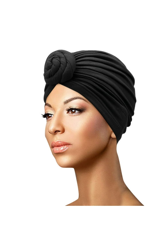 Head Wraps for Women, Turbans for Women, Pre Tied Head Scarf for Women, Chemo Headwear for Women, Black One Size
