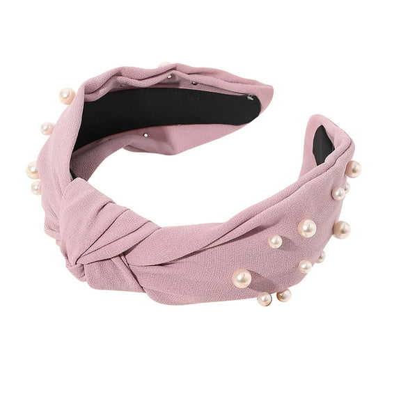 Uooqdmx Headbands for Women, Pearl Headband, Jeweled Headbands for Women, Women Hair Accessories Ladies Girls Headwear, Knotted Headband for Women, Pink One Size