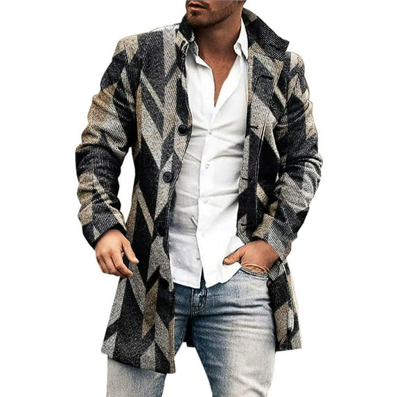 Uooqdmx Jackets for Men Trench Coat Plus Size Winter Coat Lapel Collar Long Sleeve Padded Leather Jacket Vintage Thicken Coat Sheepskin Jacket Fall Clothes Black 3XL