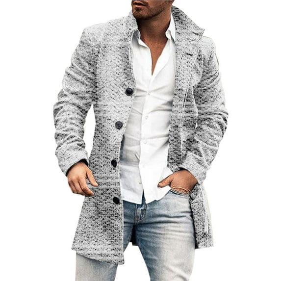 Uooqdmx Jackets for Men Trench Coat Plus Size Winter Coat Lapel Collar Long Sleeve Padded Leather Jacket Vintage Thicken Coat Sheepskin Jacket Fall Clothes White 4XL