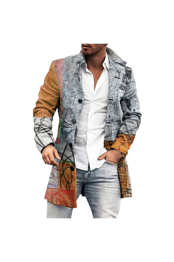 Jackets for Men Trench Coat Plus Size Winter Coat Lapel Collar Long Sleeve Padded Leather Jacket Vintage Thicken Coat Sheepskin Jacket Fall Clothes Orange L