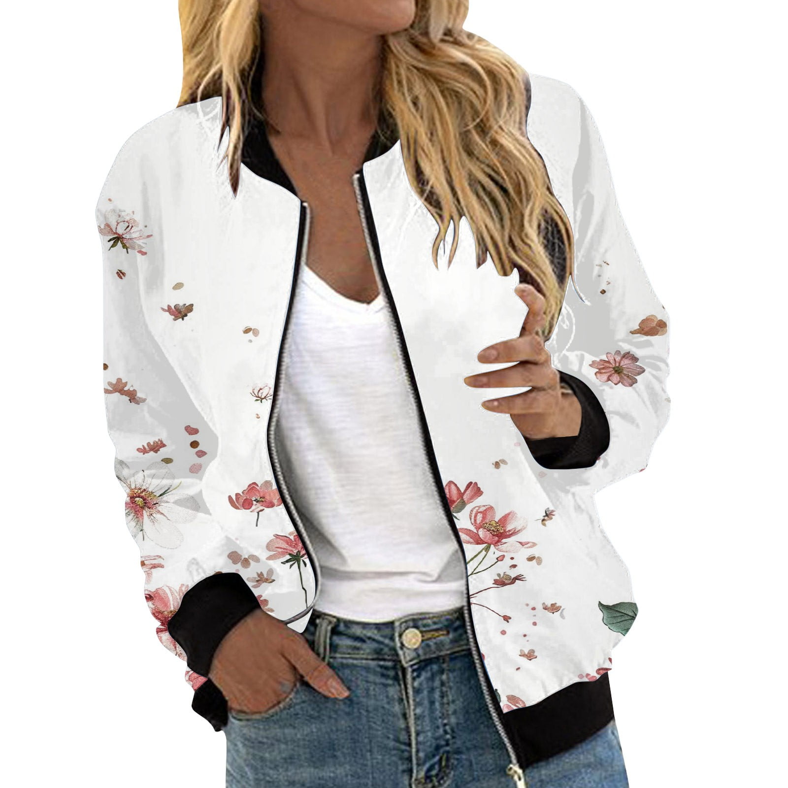 Clearance!Uooqdmx Jackets for Women Bomber Jacket Women