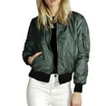 thumbnail image 1 of Uooqdmx Jackets for Women Bomber Jacket Women Autumn Zipper Cardigan New Solid Color Short Fashion Jacket Fall Jacket Green 2XL, 1 of 8