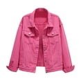thumbnail image 1 of Uooqdmx Jean Jacket Women Denim Jacket for Women Color Denim Jacket Relaxed Fit Casual Jean Trucker Jacket Cropped Jacket Hot Pink 4XL, 1 of 7