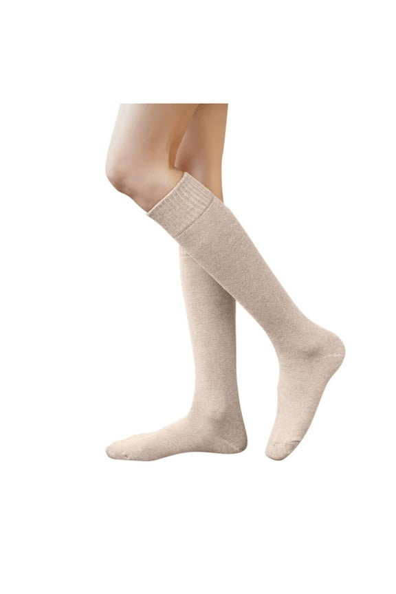 Knee High Socks for Women, Cotton Socks for Women, Boot Socks for Women, Winter Socks Casual Warmth Socks Adult Stockings, Slipper Socks for Women, Beige One Size