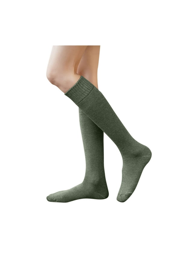 Knee High Socks for Women, Cotton Socks for Women, Boot Socks for Women, Winter Socks Casual Warmth Socks Adult Stockings, Slipper Socks for Women, Green One Size