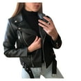 thumbnail image 1 of Uooqdmx Leather Jacket Women Motorcycle Jacket Cool Faux Leather Jacket Long Sleeve Zipper Coat Fall Short Jacket Fall Jackets for Women 2024 Black L, 1 of 5