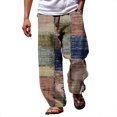 thumbnail image 1 of Uooqdmx Linen Pants Men Pantalones De Hombre Trousers Summer Pants Beach Pants Drawstring Elastic Waist Graphic Prints Comfort Daily Holiday Streetwear Chinos Pants Men Blue L, 1 of 6