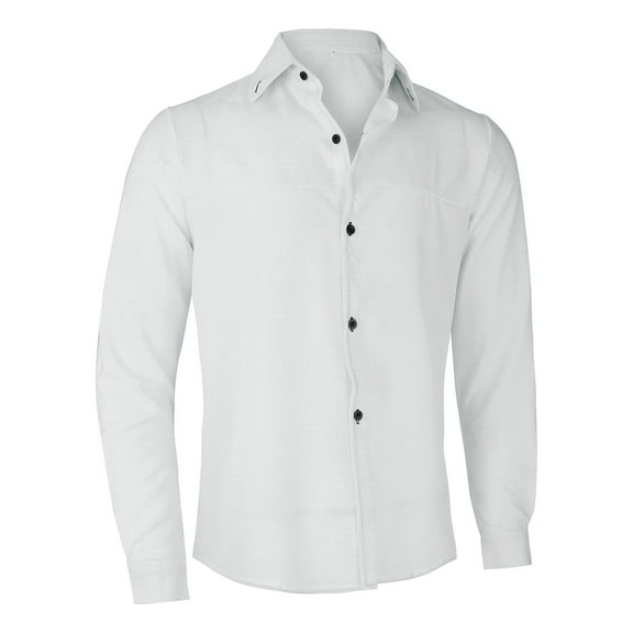 Uooqdmx Mens T-shirts Long Sleeve Shirts for Men Dress Shirt Formal Stretch Wrinkle Frees Slim Fit Button Down Shirts for Wedding Party Fall Clothes White 2XL
