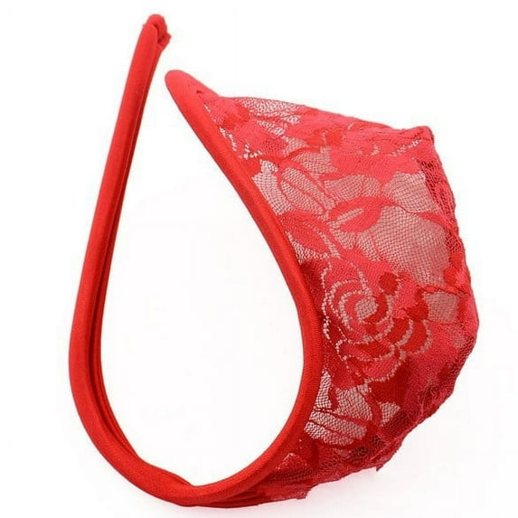 Uooqdmx Mens Underwear Thongs C Trousers T-back Lace Underpants Underwear Underwear for Men Red One Size