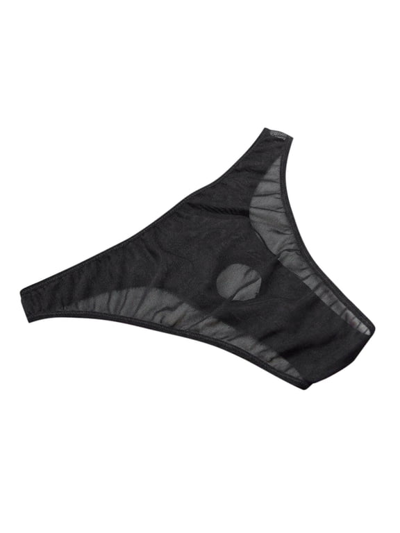 Mens Underwear Thongs Underwear Passion Underpant Hole T-back Men Underwear for Men Black One Size