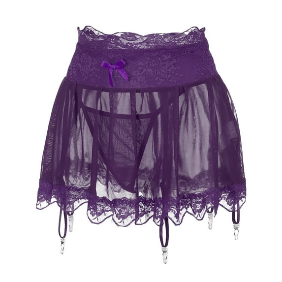 Uooqdmx Mini Skirt Polyester Color Daily Woman Women's Sleep & Lounge Purple L