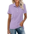 thumbnail image 1 of Uooqdmx Plus Size Tops for Women Button Down Shirts for Women Short Sleeve Shirts Summer Button Down Collared Tops Casual Loose Tees Casual Tops for Women Purple L, 1 of 6