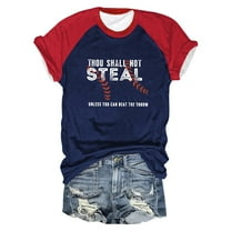 Clearance!Uooqdmx Plus Size Tops for Women Short Sleeve Shirts for Women Color Block Raglan Baseball Letters Printed Round Neck Casual T Shirt Casual Tops for Women Bronze L