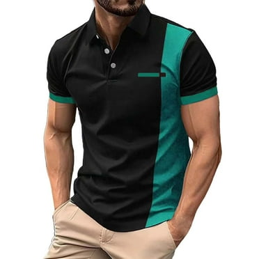 Clearance!Uooqdmx Polo Shirts for Men Mens Dress Shirts Fashion Spring and Summer Casual Short Sleeved Buttons Lapel Solid Color T Shirt Tops Mens Polo Shirts Short Sleeve Blue L