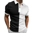 thumbnail image 1 of Uooqdmx Polo Shirts for Men Mens Dress Shirts Male Casual Splicing Print Zipper Turn Down Collar Blouse Short Sleeve Tops Shirt Casual Shirts for Men Black 2XL, 1 of 5