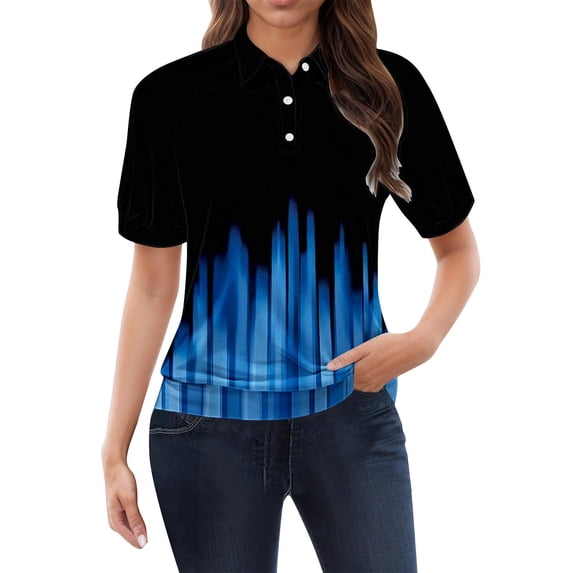 Uooqdmx Polo Shirts for Women, Womens Polo Shirts Short Sleeve, Dressy Tops for Women, Ladies Polo Shirts with Collar, Womens Work Tops, Blue M