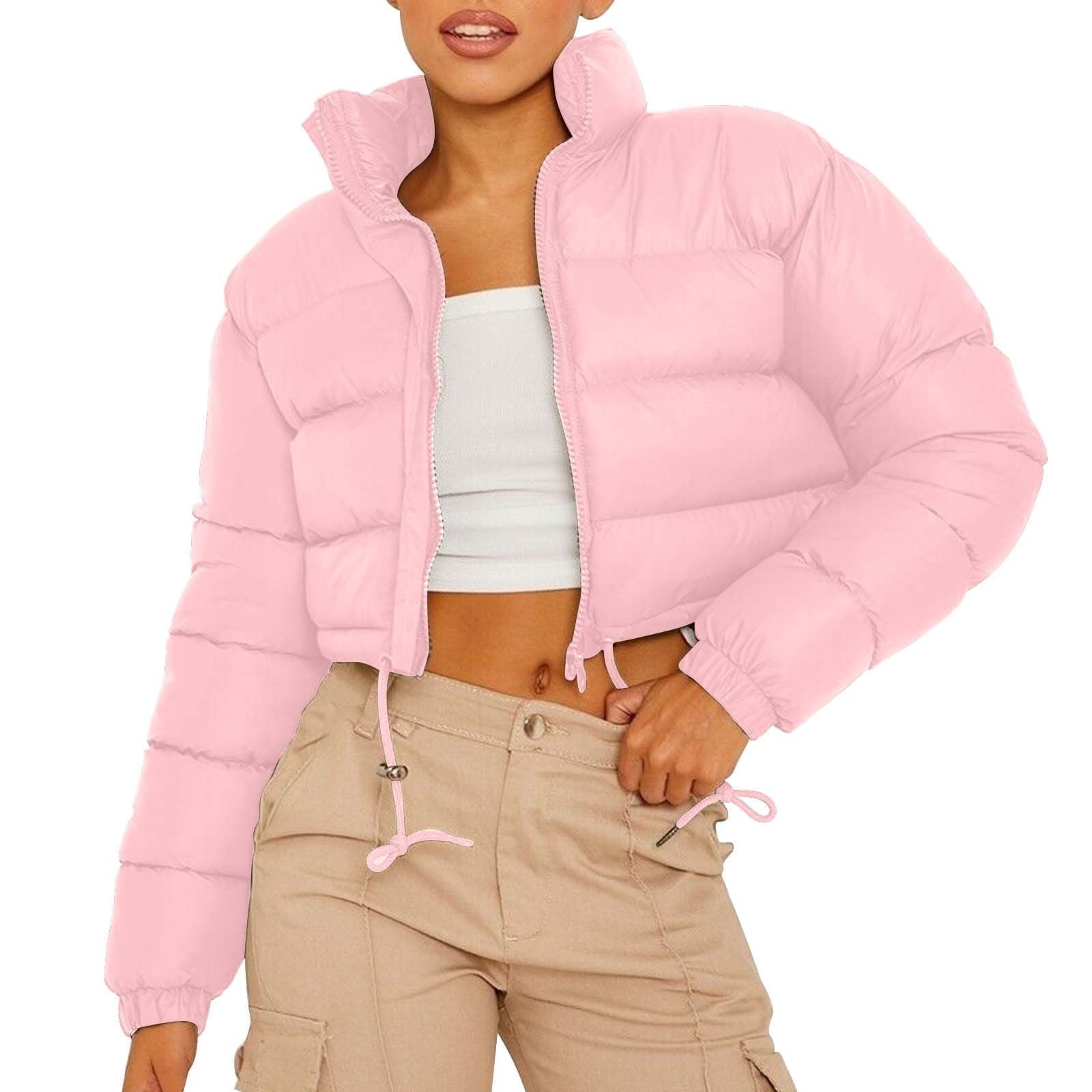 Uooqdmx Puffer Jacket Womens Cropped Jacket Solid Color Shorts