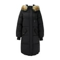 thumbnail image 1 of Uooqdmx Puffer Jacket Womens Winter Coats Long Winter Puffer Coat Warm Maxi Down Jacket Faux Removable Hood Parka Trench Coat Women Black L, 1 of 5