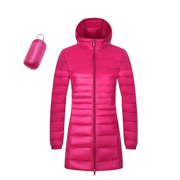 Uooqdmx Puffer Jacket Womens Winter Coats Solid Color Hooded Oversize Light Down Jacket Oversize Women's Down Jackets & Parkas Hot Pink 5XL