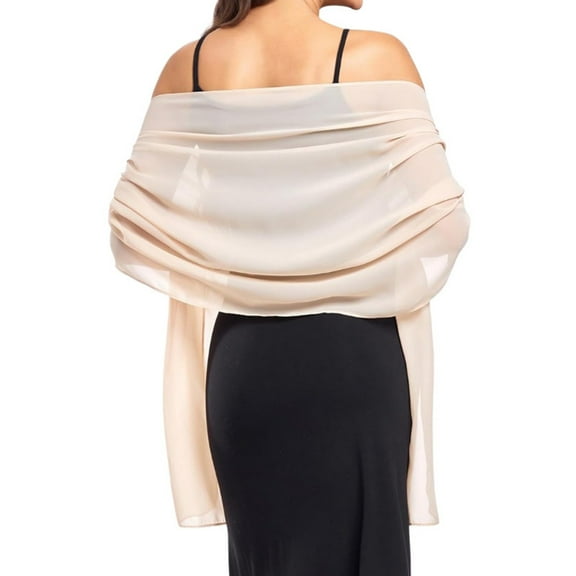 Uooqdmx Shawl Wraps for Women, Chiffon Scarf, Shawls and Wraps for Evening Dresses, Evening Gown Shawl Chiffon Shawl, Scarf for Women, Beige One Size