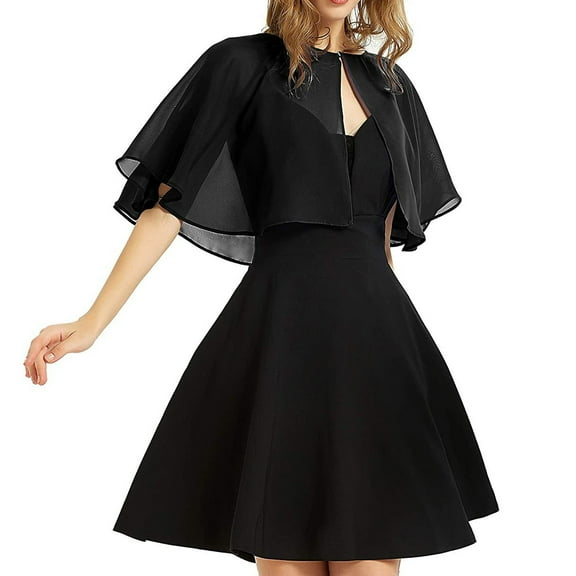 Uooqdmx Shawl Wraps for Women, Bolero, Bolero Shrug, Chiffon Shirt Solid Color Fashion Shawl, Fashion Accessories, Black One Size