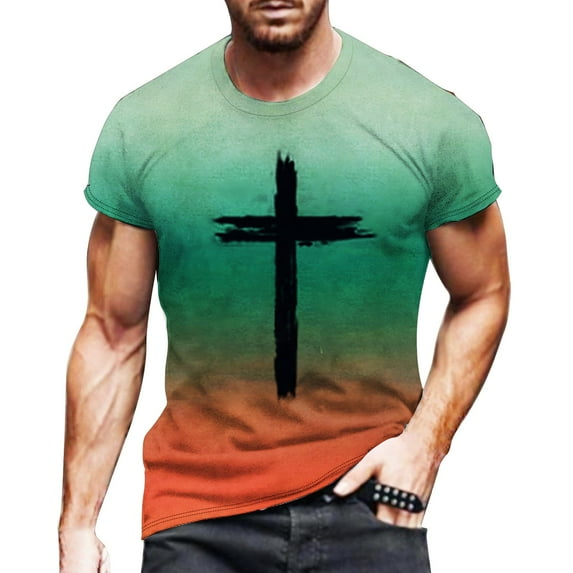 Uooqdmx Shirts for Men Mens Graphic T-shirts Easter Printed Short Sleeved T Shirt for Men Comfort Colors Tshirt Mint Green 2XL