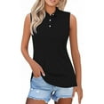 thumbnail image 1 of Uooqdmx Sleeveless Polo Shirts for Women, Sleeveless Golf Shirts for Women, Tennis Polo Women, Collared Polo Shirts Athletic Tank Tops Shirts, Golf Polo Women, Black L, 1 of 6