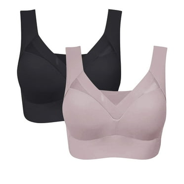 Clearance!Uooqdmx Sports Bras for Women Bralettes for Women of 2 New Posture Correcting Bra Wireless Bra Breathable Comfortable Full Back Cover Plus Size Bra Bandeau Bra Army Green(2PC) L