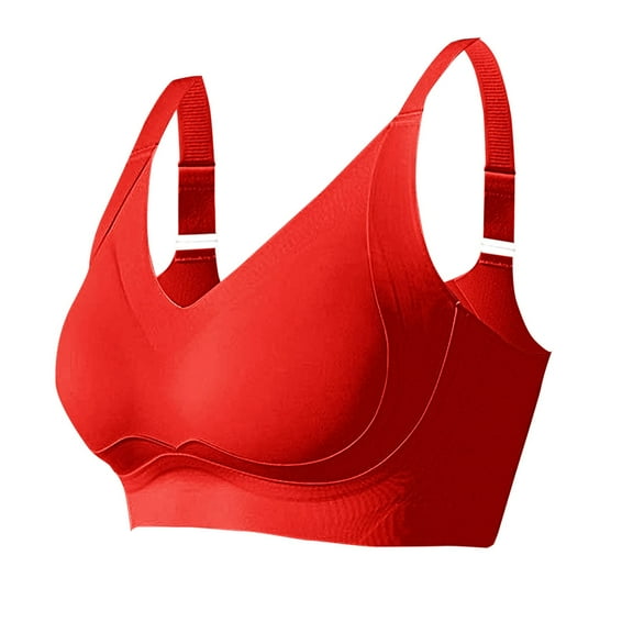 Uooqdmx Sports Bras for Women Bralettes for Women Wireless Bras with Support Comfort Bra Daily Comfort Wireless Shaper Bra Sports Bra Bandeau Bra Red 3XL