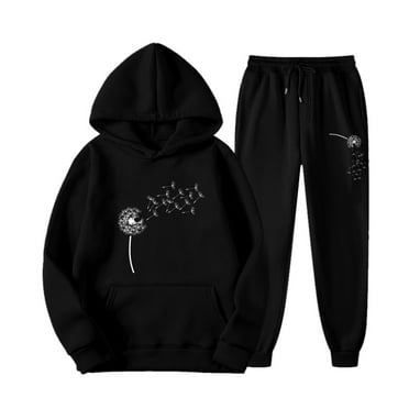 Clearance!Uooqdmx Sweat Suit Track Suits Mens 2 Pc Sweatsuit Set Wooversized Long Sleeve Hoodie Pullover Sweatshirt Tracksuit Jogger Sweatpants Sweatsuits 2pcs Sets Mens Black L