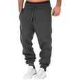 thumbnail image 1 of Uooqdmx Sweatpants for Men Joggers for Men Male Fitness Running Trousers Drawstring Loose Waist Solid Color Pants Pocket Loose Fleece Sweatpants Chinos Pants Men Dark Gray M, 1 of 7